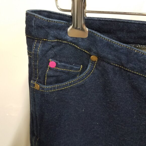 Pajama Jeans Dark Blue Denim Pull-on Stretch Drawstring Waist Pants Womens XL - Picture 5 of 9